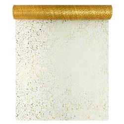 Chemin de table en tulle  28x400cm feuilles d'or (20 unités) MESA BELLA - blanc polyester 3701168946816_0