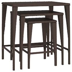Décoshop26 - Lot de 3 tables d'appoint gigognes en résine tressée marron DEC032729 - 3000259123298_0