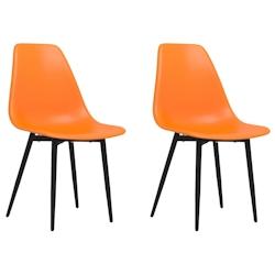 Décoshop26 - Set de 2 chaises de salle à manger en PP orange et métal noir DEC025569 - noir 3000255320264_0