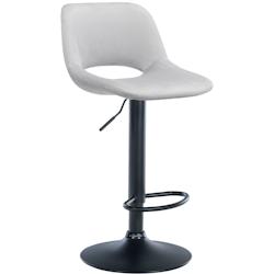 Décoshop26 - Tabouret de bar chaise haute x1 avec repose-pieds en velours gris clair piètement métallique noir 10_0004600 - gris 3000252193182_0
