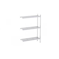 Distform Rayonnage en Acier Inoxydable d'Angle Clayettes Perforées 1030 à 1960 mm 3 Niv P400 Acier inoxydable 1630x400x40 - 651637573698_0