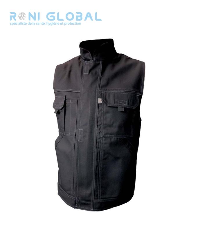 Gilet de travail gris en coton et polyester - 5 poches - TYPHON MIKE PBV - Réf. pbv-29TYCN_0