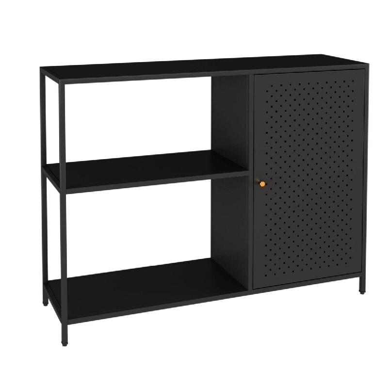 Helloshop26 - Armoire étagère 75 x 100 x 30 cm meuble de rangement métallique noir mat 03_0008919 - noir métal 3000224418282_0