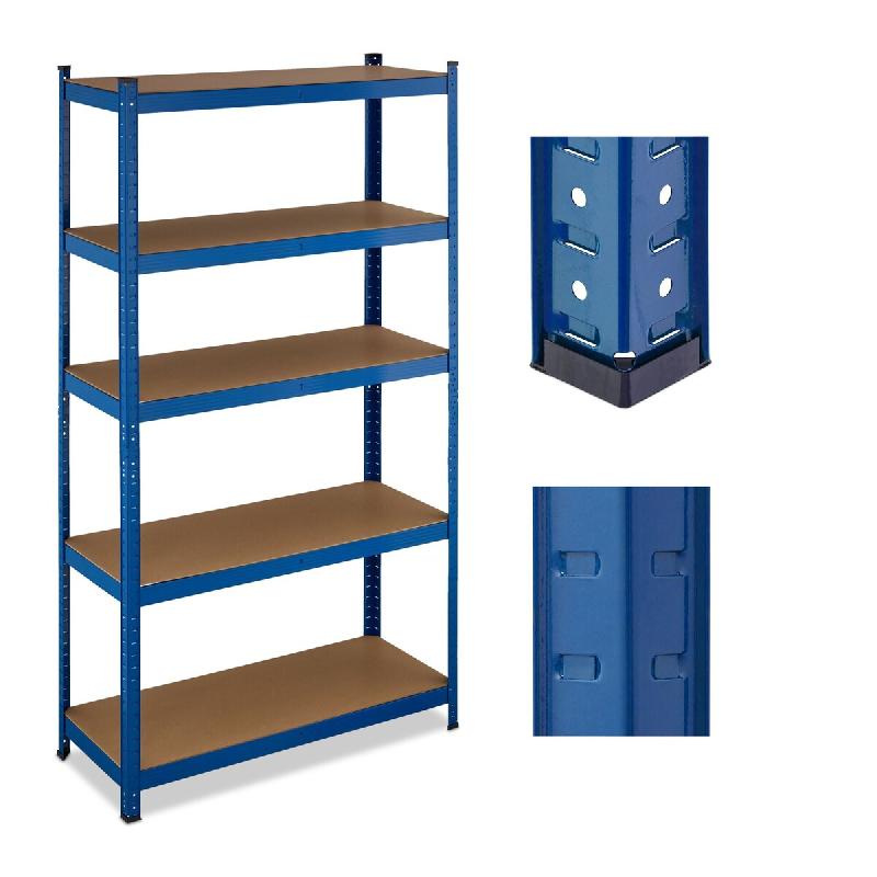 Helloshop26 - Étagère à charge lourde spacieuse garage atelier 180 x 100 x 40 cm avec 5 niveaux ajustables en acier bleu 13_0014778 - bleu Bois man_0