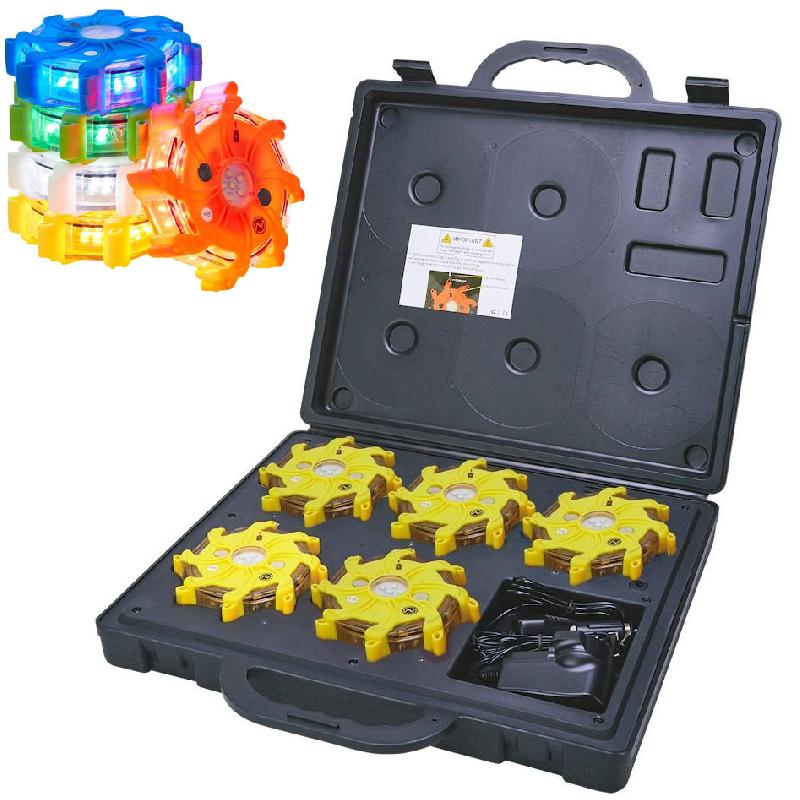 Kit de 5 balises d'urgence Pulsar-Pro blanc - Rechargeable, 10 modes d'éclairage, IP65 - Nightsearcher_0