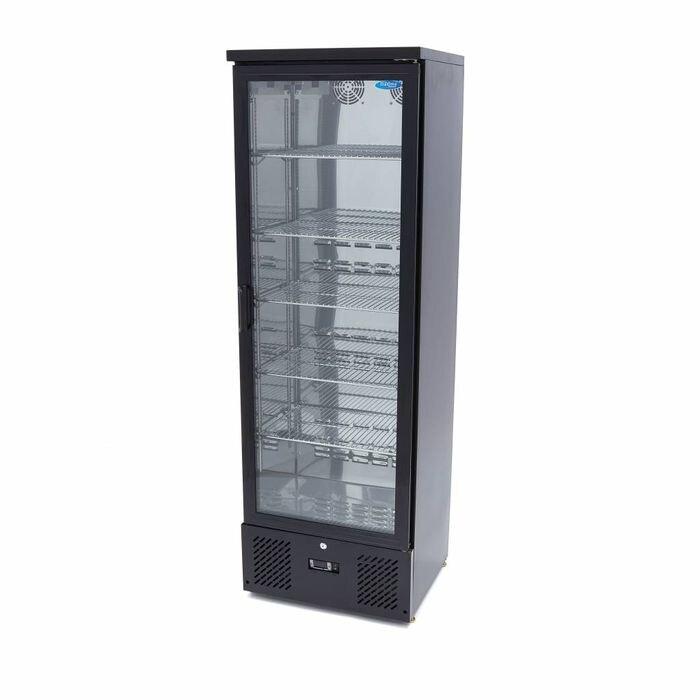 Maxima - Réfrigérateur pour boissons noir avec porte à double vitrage, LED et thermostat numérique Dixell, 5 étagères réglables, 342 L, 60x51,5_0
