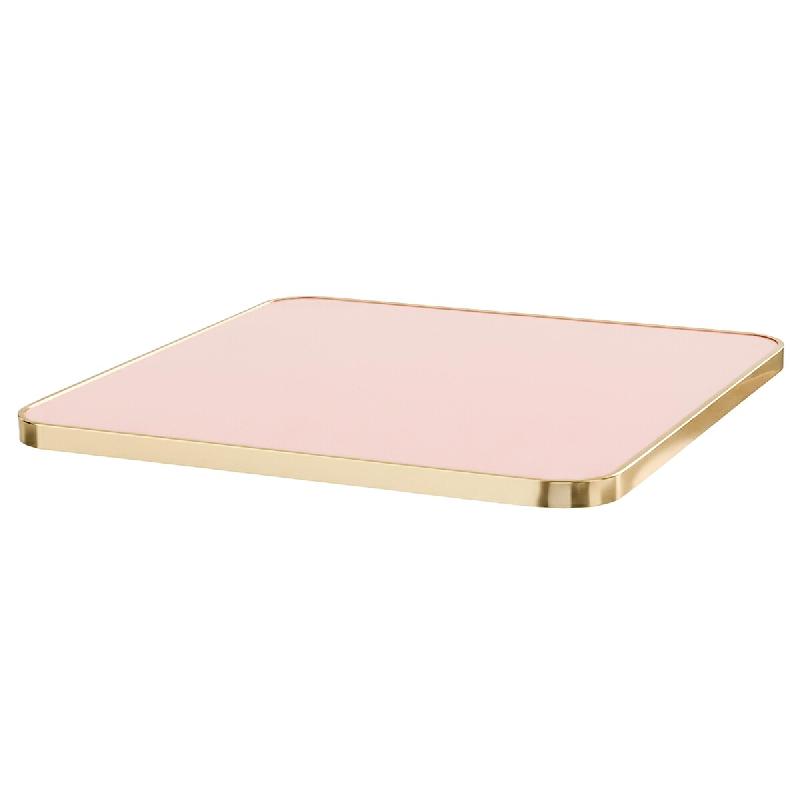 Oviala Business Plateau de table stratifié 70 cm marbre et bord aluminium rose - rose aluminium 114072_0