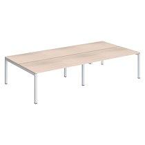 Pôle 4 bureaux droits Teamline L 320 cm - plateaux chêne clair piètement métal blanc arche_0