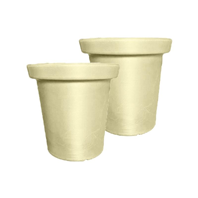 PLAST'UP ROTOMOULAGE Pot de fleurs rond xxl delight 75l- lot de 2 - SABLE - beige 0637962082524_0
