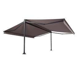 Store double pente Mabay 4,74x2x2,50 M Intersun Motorisé à télécommande Gris anthracite - Taupe 300g/m² - marron aluminium 3662618009911_0