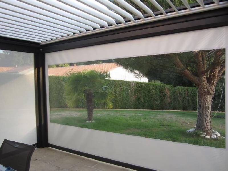 Store Screen Coffre 115 Toile PVC Cristal Transparent + Toile Précontraint 502 Ferrari Motorisé Pergola et Véranda Sur Mesure Référence: Store 115 Cristal + 502_0