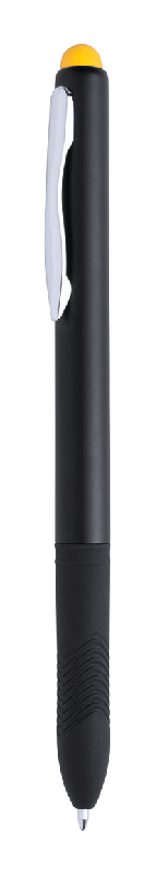 Stylo à bille stylet - plastique avec grip caoutchouté - encre noire - couleur jaune_0