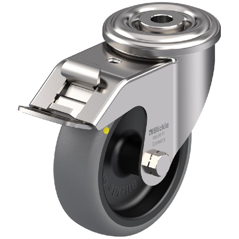 Roulette pivotante/frein de 100 mm en acier inoxydable avec disque gris conducteur d'électricité_0