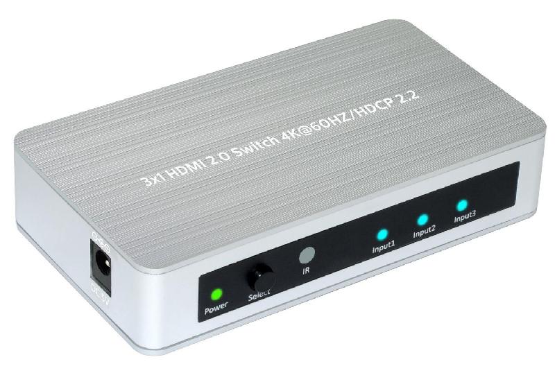 HDMI 2.0 Switch 3 to 1 - Support 4K 60Hz / HDCP2.2 - Aluminium/Plastic_0