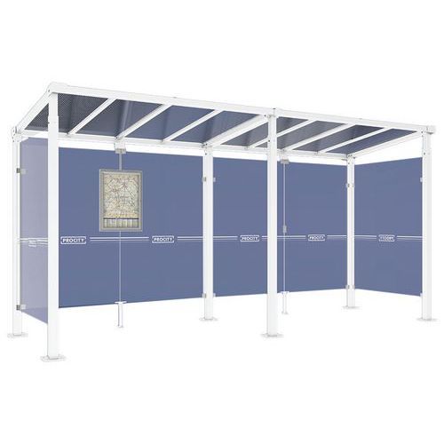 ABRI BUS MILAN 5 M - 2 BARDAGES LATÉRAUX - BLANC 9010 - PROCITY