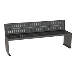 Banc public avec assise et dossier en acier galvanisé peint - STENITE - Dimensions 1800 x 498 x 757 mm_0
