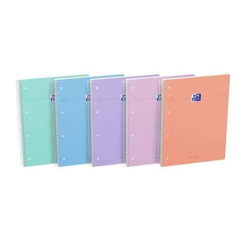 CAHIER SMART SPIRALE 230X297 160P LIGNÉ ASSORTI PASTEL