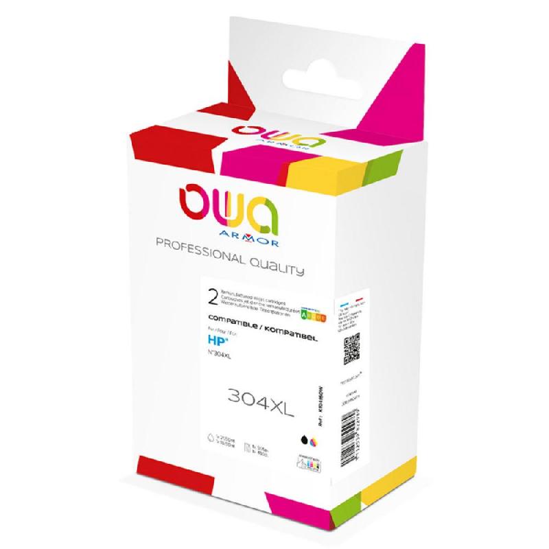 CARTOUCHE D'ENCRE REMANUFACTUREE OWA - COMPATIBLE HP 304XL K10415OW - GRANDE CAPACITE - PACK DE 4 : NOIR + COULEURS