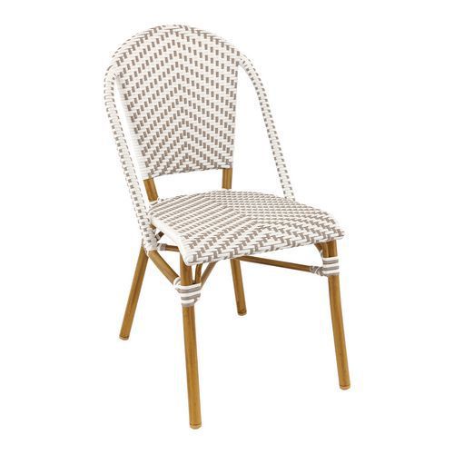 CHAISE EXTERIEURE - ALU - TRESSAGE GRIS/BLANC - SORBONNE