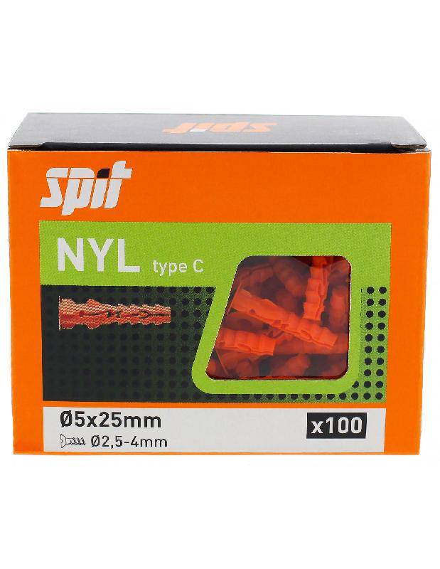 CHEVILLE À EXPANSION NYLON AVEC COLLERETTE 5X25 BOÎTE DE 100 PIÈCES - SPIT - 57070