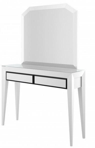 Coiffeuse murale Mademoiselle - miroir rectangulaire - bois laqué noir ou blanc - 1 ou 2 places_0
