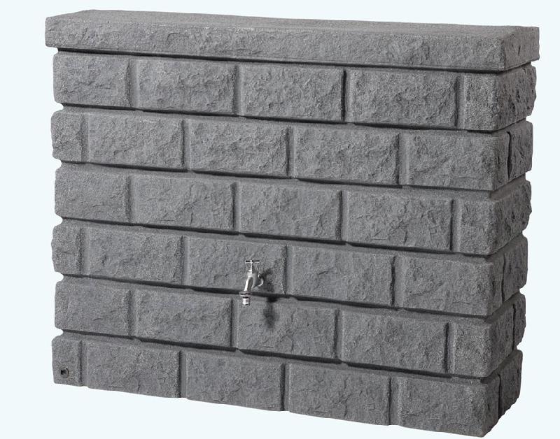 Cuve décorative murale Rocky - 400L - gris granite - récupérateur d'eau de pluie_0