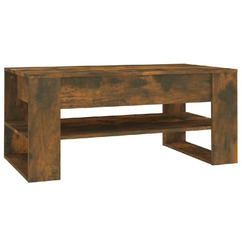 Décoshop26 - Table basse avec étagère design moderne et contemporaine 102 x 55 x 45 cm bois d'ingénierie marron DEC038384 - marron Bois massif 300_0