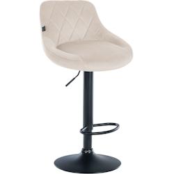 Décoshop26 - Tabouret de bar en velours crème coutures décoratives pivotant support métal noir TDB10668 - noir 3002473032691_0