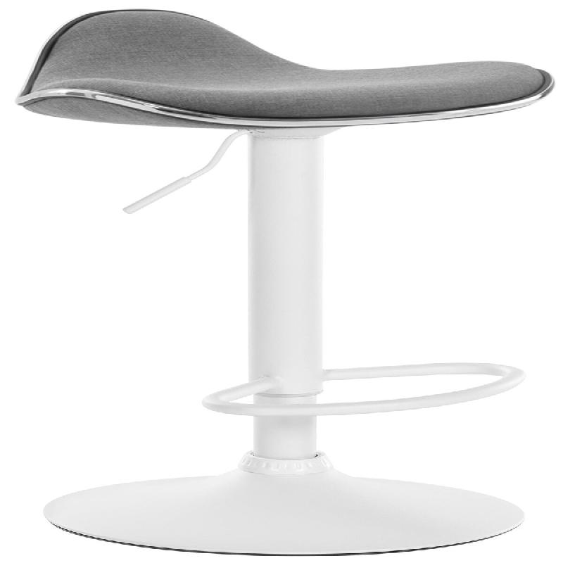 Décoshop26 - Tabouret de bar x1 assise ergonomique en tissu gris clair pied en trompette en métal blanc 10_0005397 - blanc métal 3000252625843_0