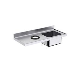 Plonge Inox avec Bac et Trou Vide-Déchets - 1400 x 600 - Distform - l140- L- P60- h- Inox - 0641094295585_0