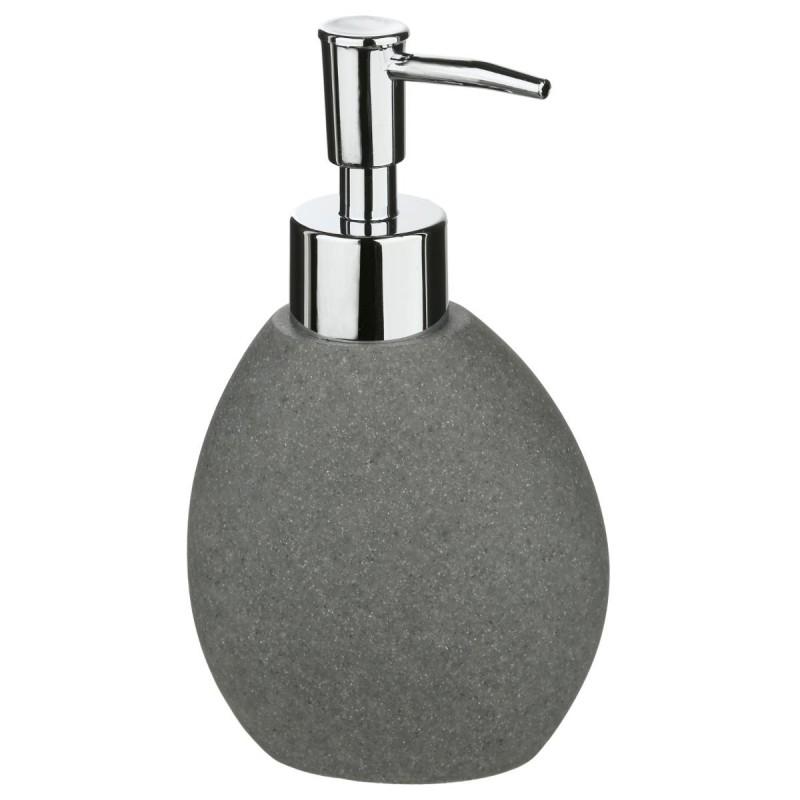 Distributeur de savon en céramique gris 16 cm - Paris Prix - Flacon pompe pratique_0
