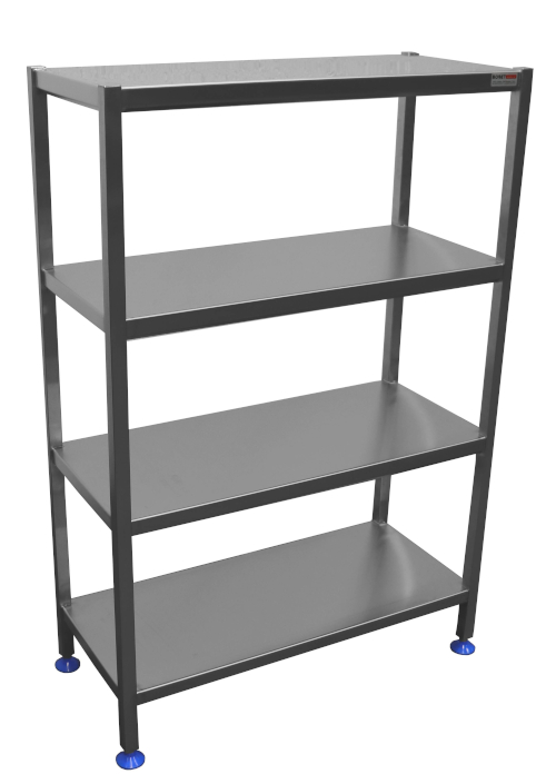 Étagère inox sur pieds 4 niveaux - 19184 - Norme NF EN 1.4301/EN 1.4307, capacité 50kg par niveau_0