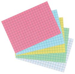 FICHES BRISTOL, A5, QUADRILLÉ, BLANC - LOT DE 5