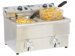 Friteuse deux bacs de table - 2 x 8L - acier inoxydable avec vannes de vidange et thermostats réglables_0