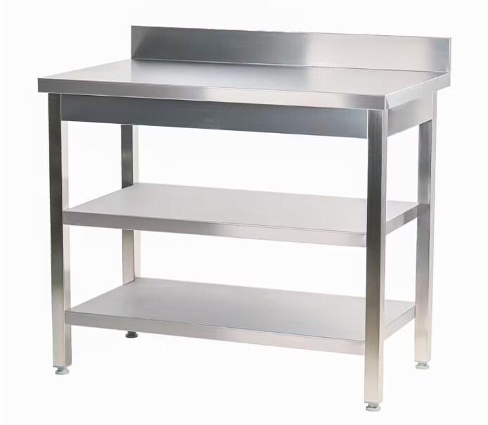 Gasfrit – Table de travail industrielle murale en acier inoxydable avec 2 étagères 1000 x 600 x 850 + 100 mm - inox gf1134 2 estantes_0