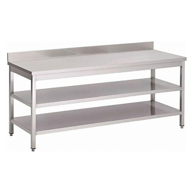 Gastro-Inox Table de travail avec double fond et rebord 1600x700x880mm - 7445908585526_0