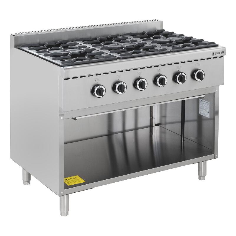 GastroHero Cuisinière à gaz ECO avec soubassement ouvert - 43,2 kW - 6 brûleurs - inox GHBO6B_0