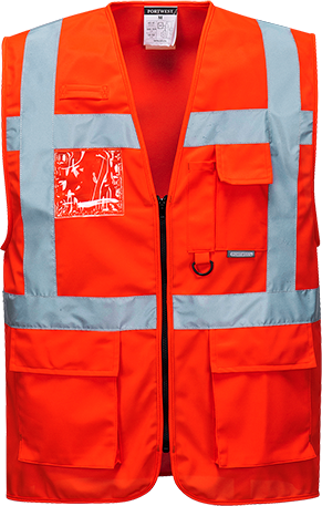Gilet hi-vis executive - Berlin rouge S476, taille L - bandes réfléchissantes, 7 poches, normes CE et EN ISO 20471_0
