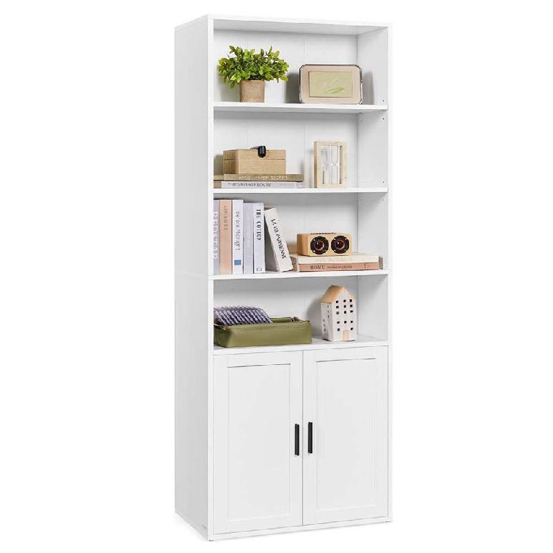 Helloshop26 - Bibliothèque étagère haute sur 6 niveaux avec porte meuble de rangement ouvert 24 x 60 x 175 cm pour salon bureau 12_0005285 - 300022_0