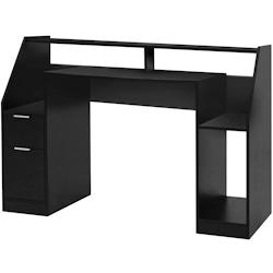 Helloshop26 - Bureau informatique multi rangements 123 cm MDF design moderne d'ordinateur PC table d'étude noir 01_0001108 - 3000922899789_0