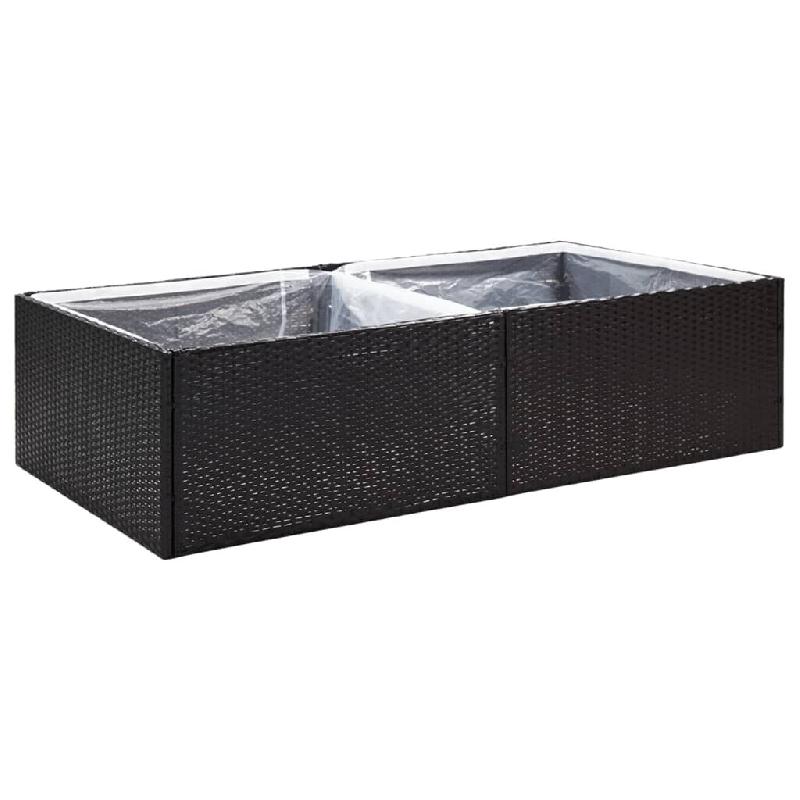 Helloshop26 - Jardinière bac lit surélevé plantes fleurs terrasse jardin 157 x 80 x 40 cm Résine tressée noir 02_0037451 - noir acier 3000217851133_0