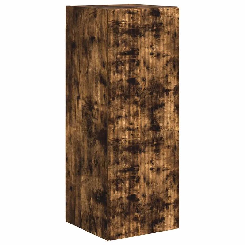 Helloshop26 - Meuble TV mural moderne minimaliste 30 x 31 x 80 cm rangement discret en bois d'ingénierie chêne fumé 02_0054977 - Bois massif 300023_0