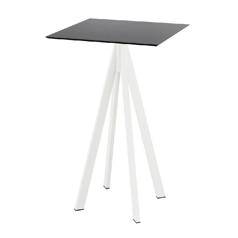 Infinity mange-debout avec piètement blanc + plateau HPL noir 70x70 cm_0