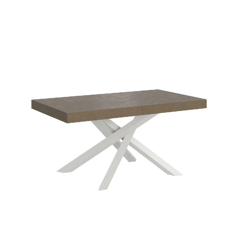 Itamoby Table extensible Volantis gris tourterelle 160/264x90 cm avec pieds blancs - beige 8050598054239_0