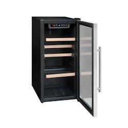 La Sommeliere Cave de service avec pompe à vide d'air, 38 bouteilles, 4 clayettes bois, LED, vitrée, 39dB, Noire&inox, Classe G - LS38A_0