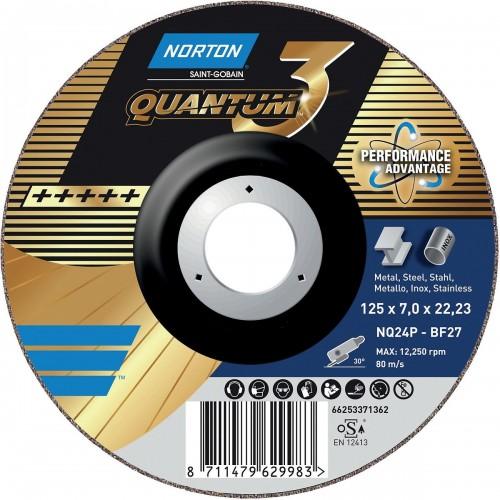 MEULES D'ÉBARBAGE QUANTUM 3 - MÉTAL / INOX - 115X7X22,23 MM - PAR 10 NORTON