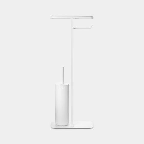 Serviteur de toilettes MindSet -Mineral Fresh White - Support étagère, porte-rouleau et brosse de toilettes_0