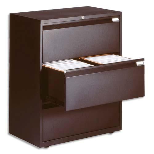 Mt international crédence monobloc 3 tiroirs avec système anti-basculement noir h 102 cm_0