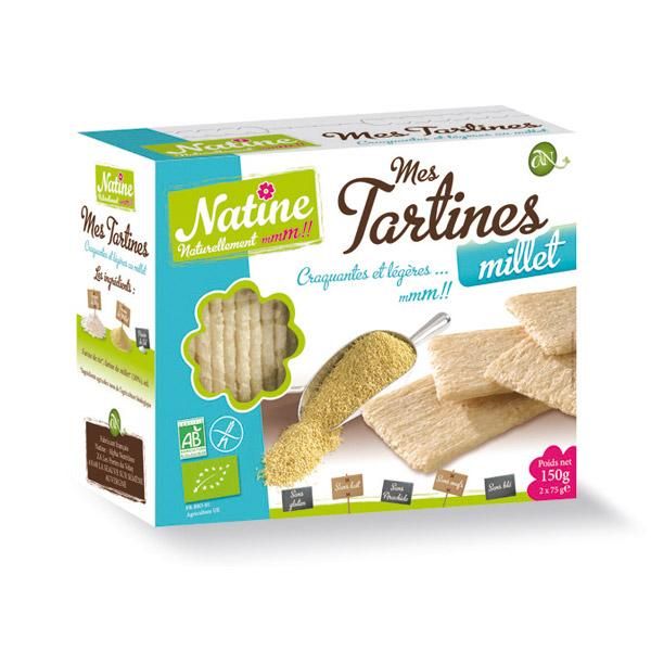 NATINE MES TARTINES MILLET BIO 150G TARTINES CRAQUANTES, BISCOTTES