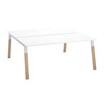 Pôle de 2 bureaux droits L 180 x P 80 cm, piétement bois métal blanc - Arch_0